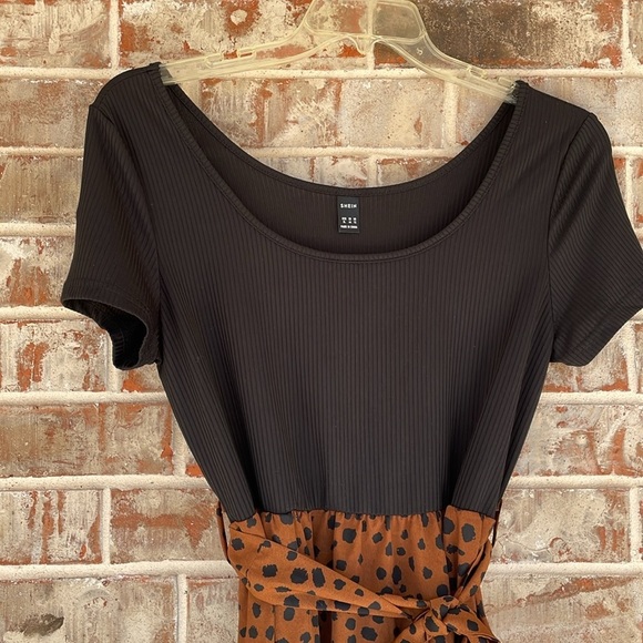 Shein Black Brown Animal Print Dress - Picture 3 of 9